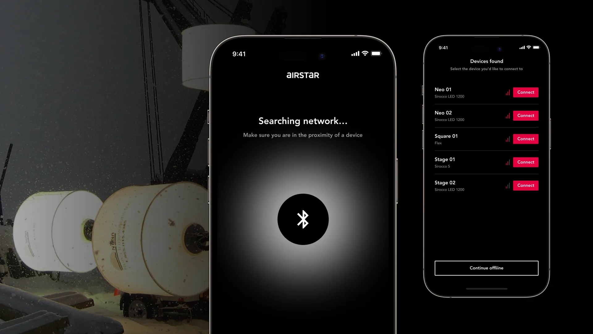 Pairing: the fixtures on site introduce themselves over Bluetooth