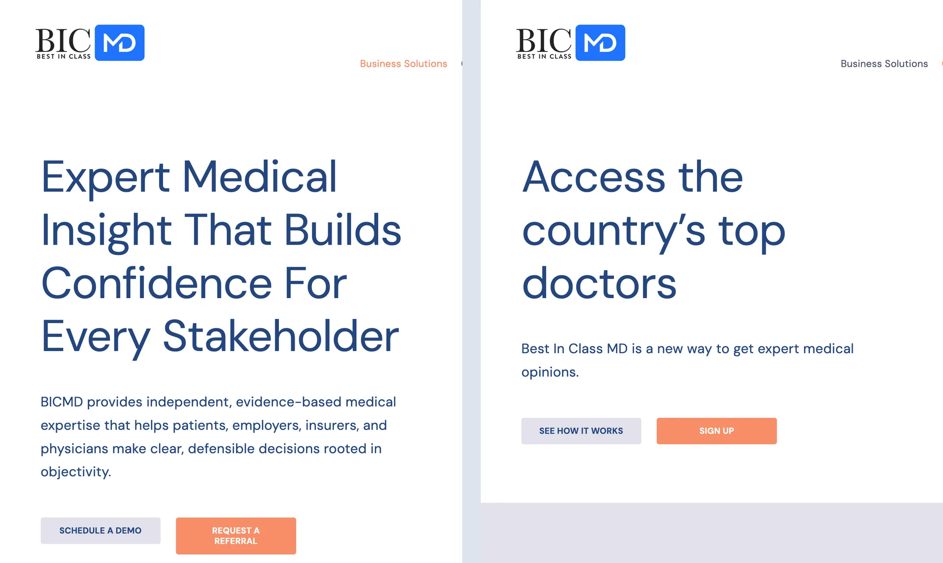 Two audience pages, one design system