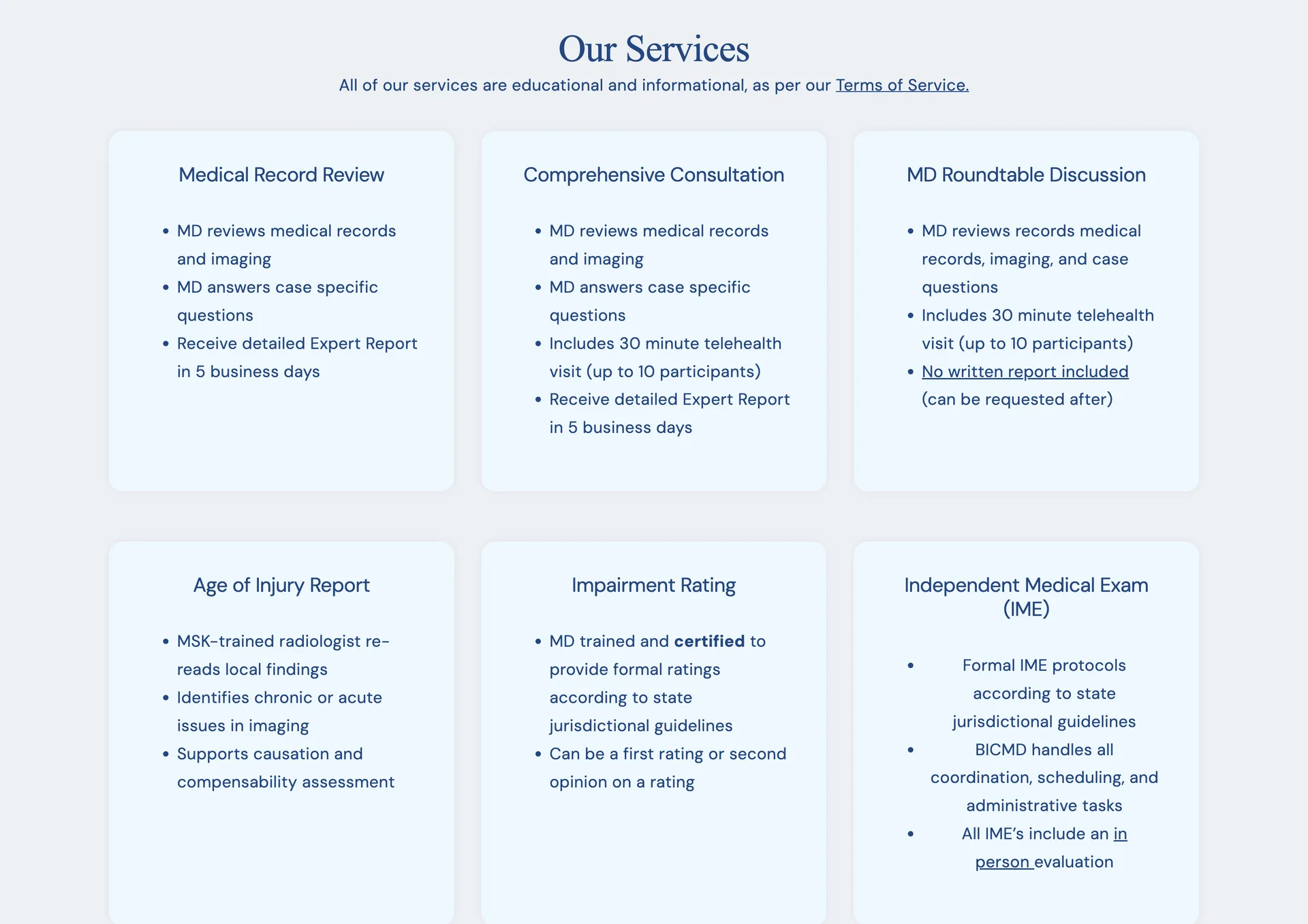 Six business services, one card grammar
