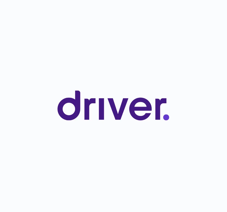 Driver's rounded purple wordmark on an off-white background
