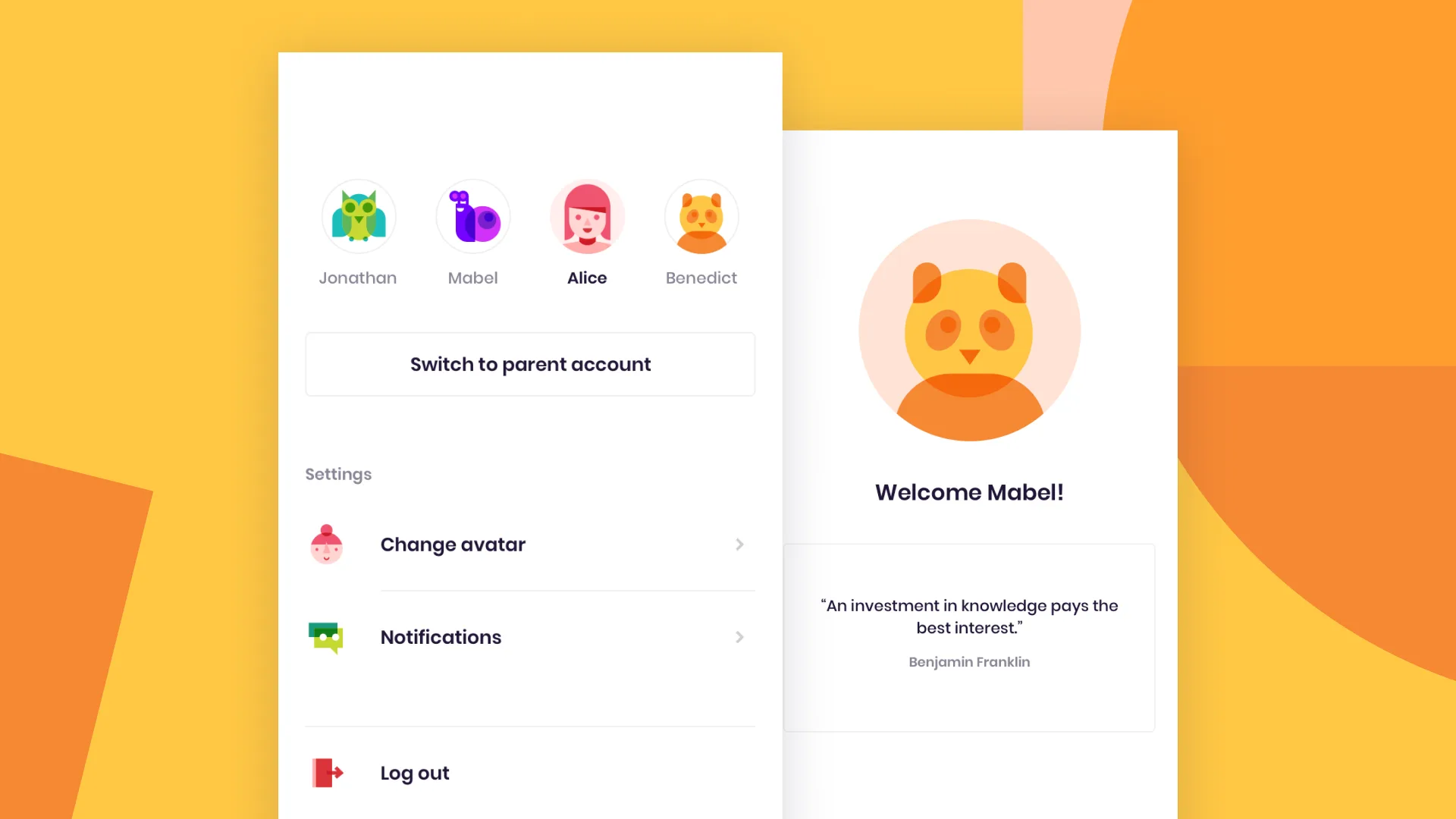 Child profiles under a parent account