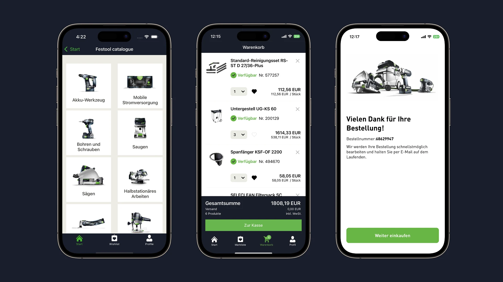 Catalogue, cart, confirmation: inside the same app