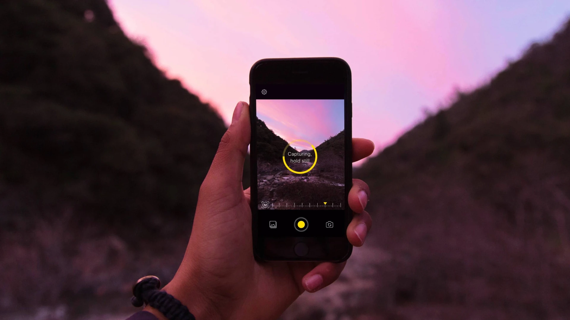 Capturing a landscape at dusk