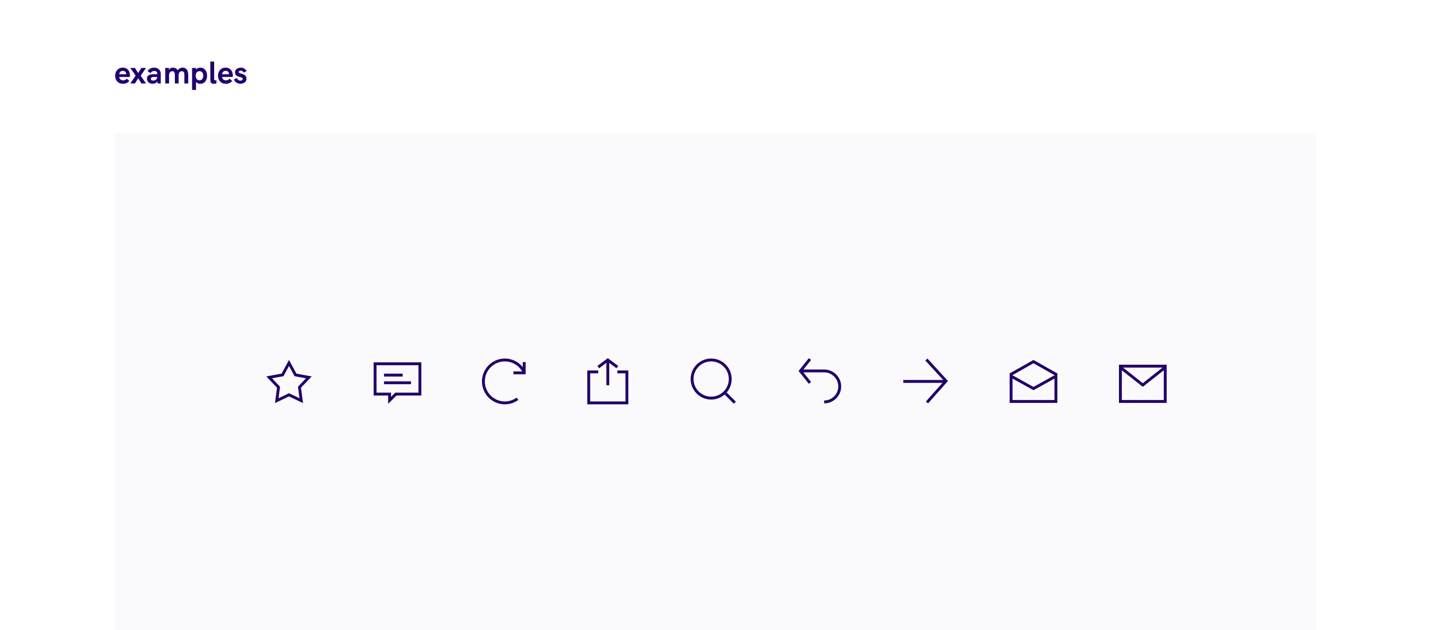 Relode icons for favorites, messages, sharing, search, navigation and email