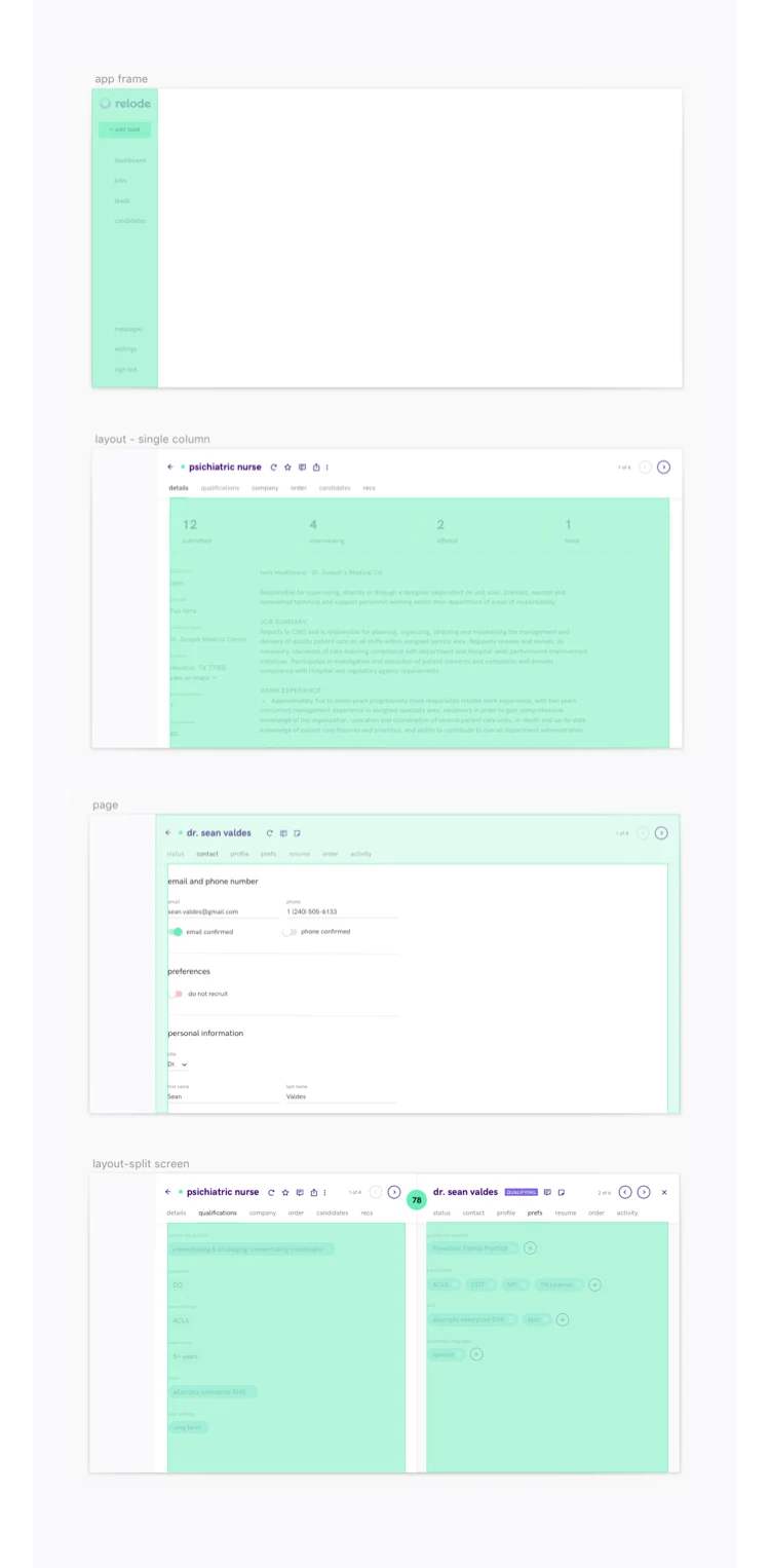 Page layout patterns and column structures