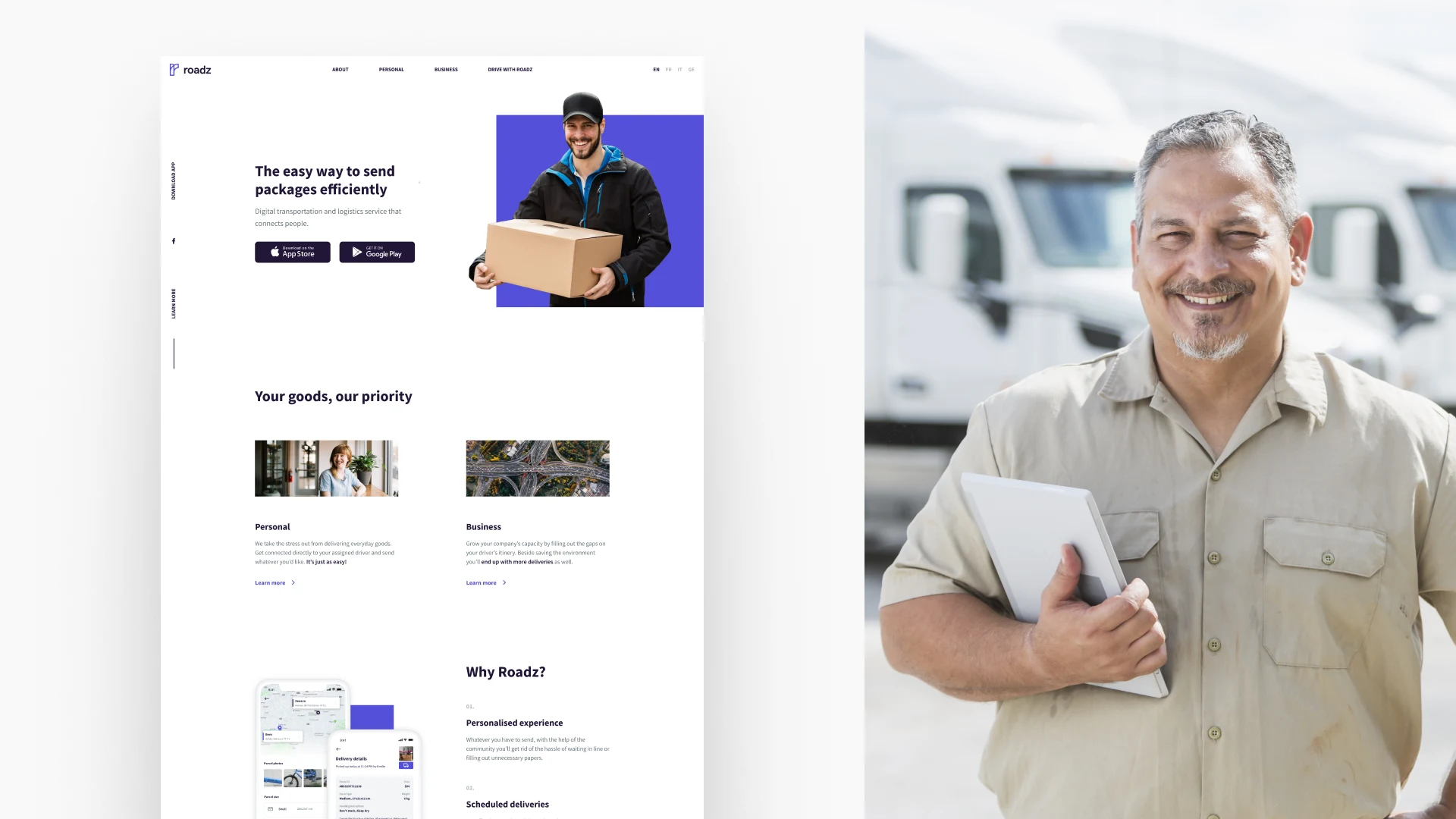 The website: the easy way to send packages